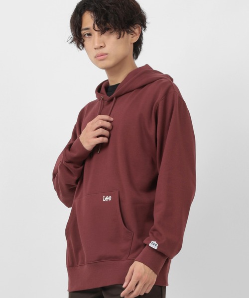 Lee(リー)の「【Lee/リー】ビックシルエット ミニロゴ刺繍 プルパーカー/フーディー(パーカー・メンズ・ホワイト/チャコールグレー/ブラック/ワイン・M/L/XL)」の16枚目の写真