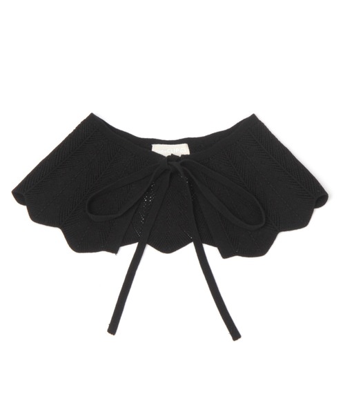 studio CLIP（スタディオクリップ）の「ジャガードニット付け襟（付け襟・レディース・ブラック/ライトグレー・FREE）」の2枚目の写真