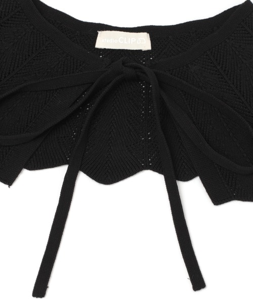studio CLIP（スタディオクリップ）の「ジャガードニット付け襟（付け襟・レディース・ブラック/ライトグレー・FREE）」の3枚目の写真