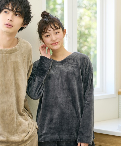 人気ショップ Ladies ふわもこ コーデュロイ ルームウェア 上下セット ルームウェア パジャマ Territoire テリトワール のファッション 国際ブランド Roimat Tau Edu Tr