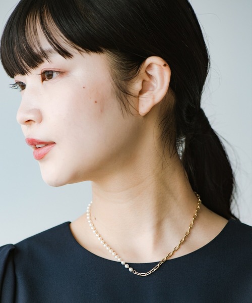 haco!(ハコ)の「コーデの物足りなさを解消!合わせやすいのにこなれて見えるチェーンとプラパールのコンビネックレス(ネックレス・レディース・ゴールド/シルバー・ONE SIZE)」の10枚目の写真