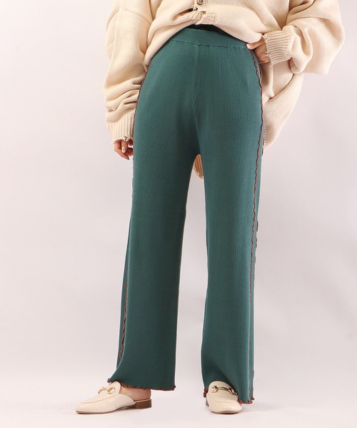 EACH.（イーチ）の「【EACH】MELLOW STITCH RIB KNIT PT リブニットパンツ（その他パンツ・レディース・ブラック/ベージュ/グリーン・FREE）」の3枚目の写真