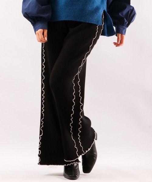 EACH.（イーチ）の「【EACH】MELLOW STITCH RIB KNIT PT リブニットパンツ（その他パンツ・レディース・ブラック/ベージュ/グリーン・FREE）」の2枚目の写真