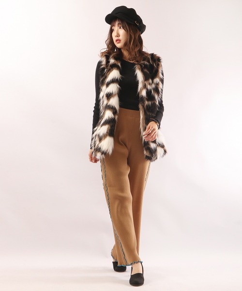 EACH.（イーチ）の「【EACH】MELLOW STITCH RIB KNIT PT リブニットパンツ（その他パンツ・レディース・ブラック/ベージュ/グリーン・FREE）」の8枚目の写真