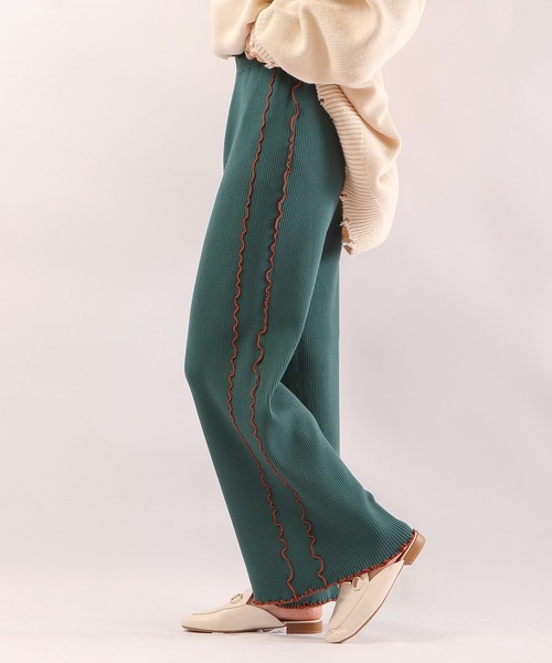 EACH.（イーチ）の「【EACH】MELLOW STITCH RIB KNIT PT リブニットパンツ（その他パンツ・レディース・ブラック/ベージュ/グリーン・FREE）」の14枚目の写真