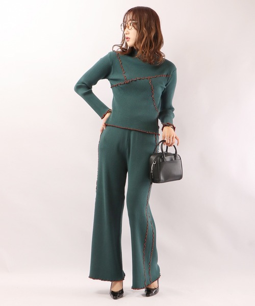 EACH.（イーチ）の「【EACH】MELLOW STITCH RIB KNIT PT リブニットパンツ（その他パンツ・レディース・ブラック/ベージュ/グリーン・FREE）」の19枚目の写真