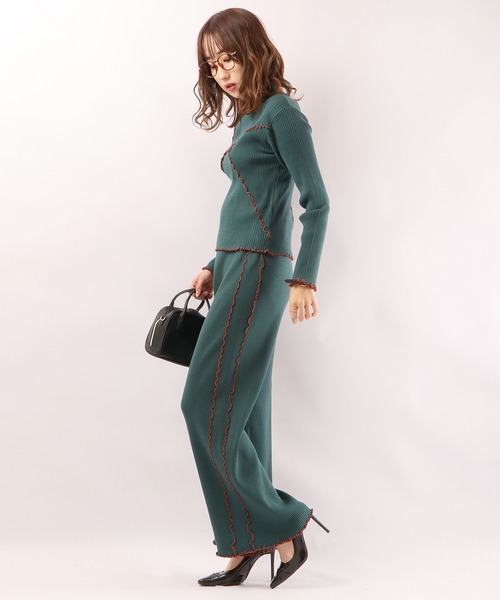 EACH.（イーチ）の「【EACH】MELLOW STITCH RIB KNIT PT リブニットパンツ（その他パンツ・レディース・ブラック/ベージュ/グリーン・FREE）」の20枚目の写真