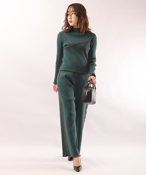 EACH.（イーチ）の「【EACH】MELLOW STITCH RIB KNIT PT リブニットパンツ（その他パンツ・レディース・ブラック/ベージュ/グリーン・FREE）」の18枚目の写真