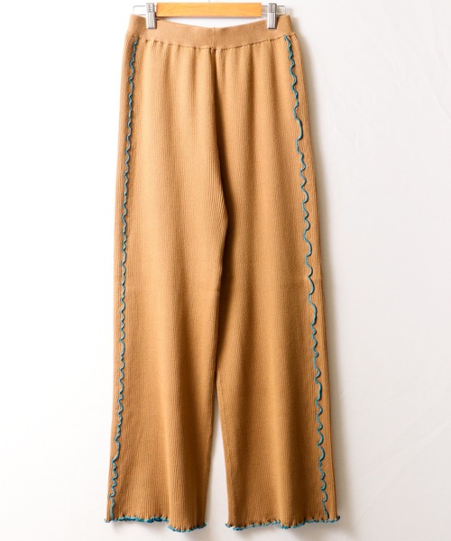 EACH.（イーチ）の「【EACH】MELLOW STITCH RIB KNIT PT リブニットパンツ（その他パンツ・レディース・ブラック/ベージュ/グリーン・FREE）」の4枚目の写真