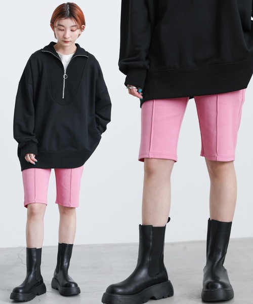 select MOCA（セレクトモカ）の「ストレッチリブハーフパンツ（その他パンツ・レディース・ブラック/ピンク/ブルー/アイボリー・FREE）」の4枚目の写真