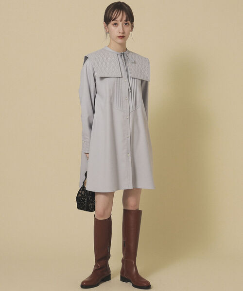 Ray BEAMS（レイビームス）の「Ray BEAMS / キルト カラー ピンタック ワンピース（ワンピース・レディース・ブラック/ラベンダー・ONE SIZE）」の6枚目の写真