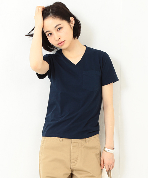 HANES（ヘインズ）の「HANES / POCKET V-NECK TEE（Tシャツ/カットソー・レディース・ホワイト/ブラック/ピンク/ネイビー・ONE SIZE）」の3枚目の写真