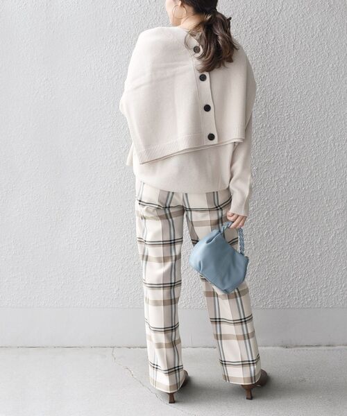 SHIPS(シップス)の「〈手洗い可能〉カラーチェックセミワイドパンツ◆(その他パンツ・レディース・ベージュ/ネイビー・34/36/38/40)」の7枚目の写真
