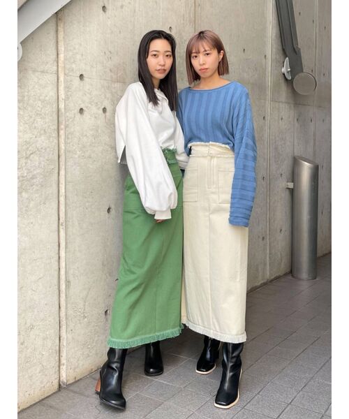 EMODA(エモダ)の「ワイドポケットフリンジスカート(スカート・レディース・アイボリー/ブラック/グリーン・SMALL/MEDIUM)」の6枚目の写真