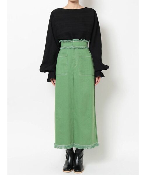 EMODA(エモダ)の「ワイドポケットフリンジスカート(スカート・レディース・アイボリー/ブラック/グリーン・SMALL/MEDIUM)」の21枚目の写真