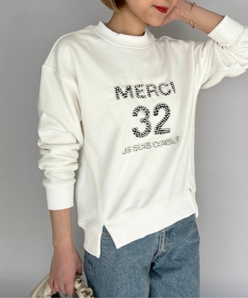 PICCIN（ピッチン）の「ビーズ刺繍プルオーバー（スウェット・レディース・ネイビー/オフホワイト/グレイッシュベージュ・M）」の19枚目の写真