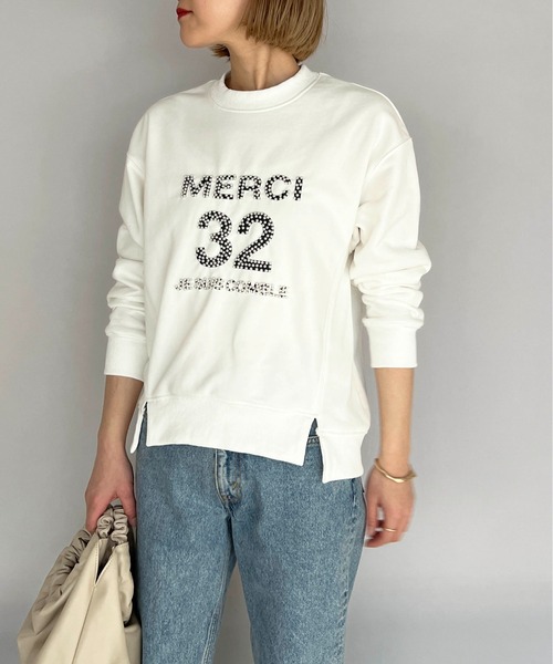 PICCIN(ピッチン)の「ビーズ刺繍プルオーバー(スウェット・レディース・ネイビー/オフホワイト/グレイッシュベージュ・M)」の20枚目の写真