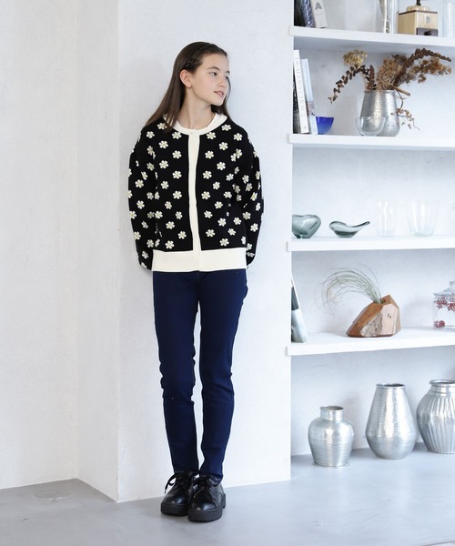 GLOBAL WORK（グローバルワーク）の「AND YUA ANY/洗える柄ニットカーディガン/259174（カーディガン/ボレロ・キッズ・ライトブルー/ブラック/ライトグリーン・150cm/160cm）」の4枚目の写真