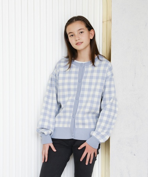 GLOBAL WORK（グローバルワーク）の「AND YUA ANY/洗える柄ニットカーディガン/259174（カーディガン/ボレロ・キッズ・ライトブルー/ブラック/ライトグリーン・150cm/160cm）」の13枚目の写真