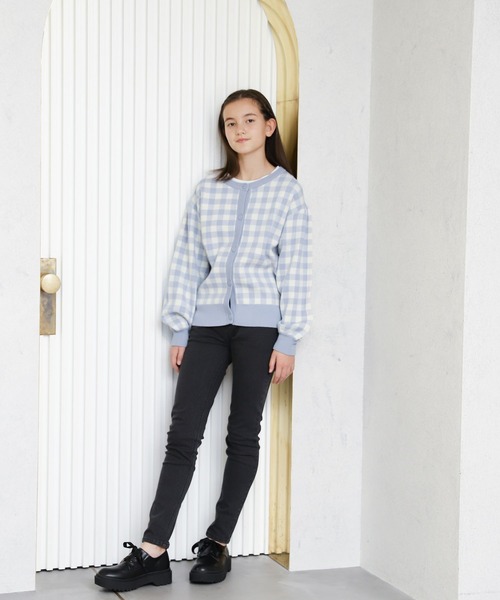 GLOBAL WORK（グローバルワーク）の「AND YUA ANY/洗える柄ニットカーディガン/259174（カーディガン/ボレロ・キッズ・ライトブルー/ブラック/ライトグリーン・150cm/160cm）」の16枚目の写真