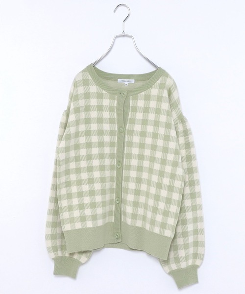 GLOBAL WORK（グローバルワーク）の「AND YUA ANY/洗える柄ニットカーディガン/259174（カーディガン/ボレロ・キッズ・ライトブルー/ブラック/ライトグリーン・150cm/160cm）」の6枚目の写真