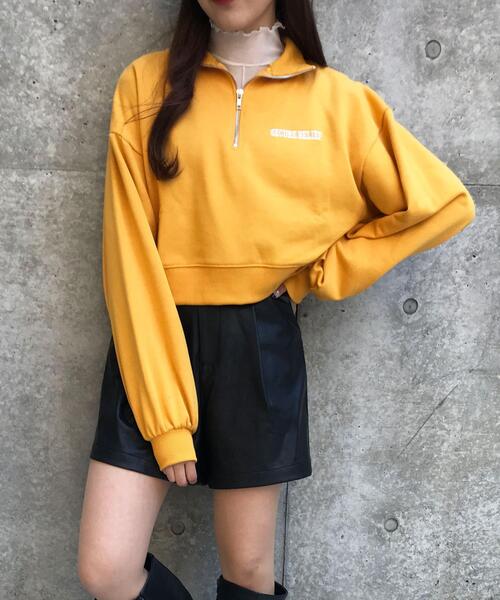 INGNI（イング）の「ハーフZIP刺繍ロゴショートスウェット（Tシャツ/カットソー・レディース・グリーン/ブルー/イエロー/オートミール・M）」の4枚目の写真