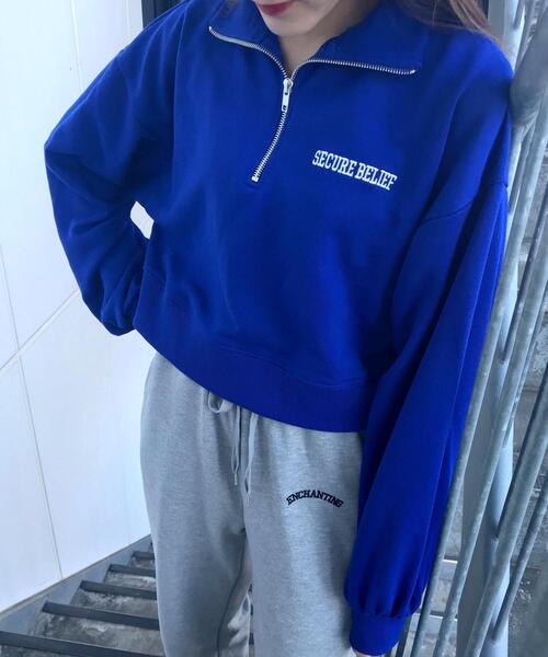 INGNI（イング）の「ハーフZIP刺繍ロゴショートスウェット（Tシャツ/カットソー・レディース・グリーン/ブルー/イエロー/オートミール・M）」の3枚目の写真