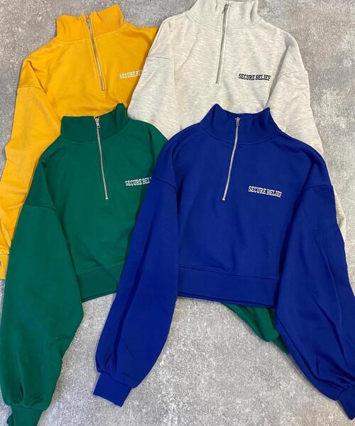 INGNI（イング）の「ハーフZIP刺繍ロゴショートスウェット（Tシャツ/カットソー・レディース・グリーン/ブルー/イエロー/オートミール・M）」の11枚目の写真