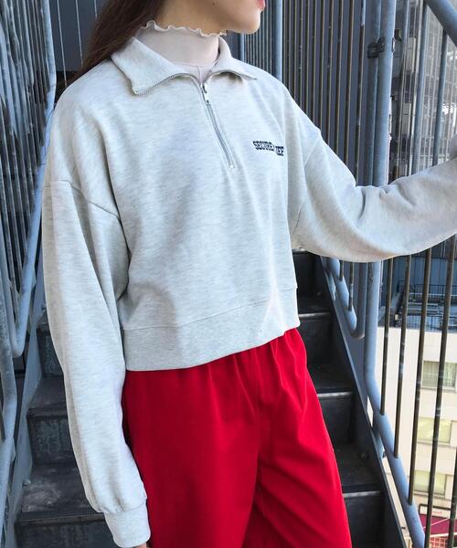 INGNI（イング）の「ハーフZIP刺繍ロゴショートスウェット（Tシャツ/カットソー・レディース・グリーン/ブルー/イエロー/オートミール・M）」の10枚目の写真