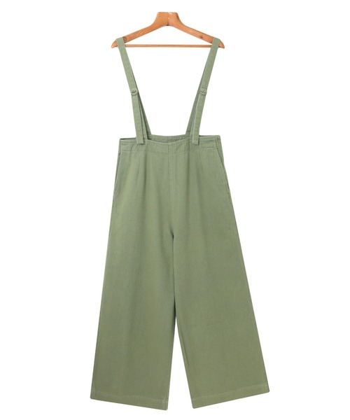 andme（アンドミー）の「コットンツイルサイドポケットワイドサロペット（サロペット/オーバーオール・レディース・ブラック/オフホワイト/キナリ/グリーン/ブラウン・M/L）」の15枚目の写真