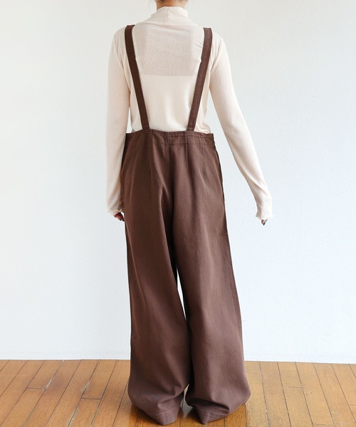 andme（アンドミー）の「コットンツイルサイドポケットワイドサロペット（サロペット/オーバーオール・レディース・ブラック/オフホワイト/キナリ/グリーン/ブラウン・M/L）」の22枚目の写真