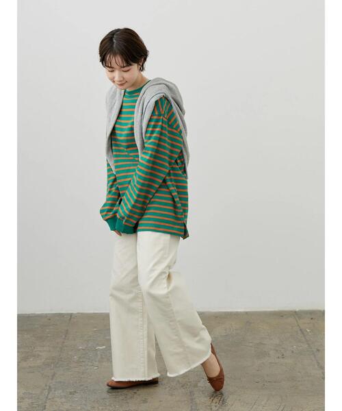 AMERICAN HOLIC(アメリカンホリック)の「カラーボーダーカットプルオーバー(Tシャツ/カットソー・レディース・グリーン/サックスブルー・M/L)」の14枚目の写真