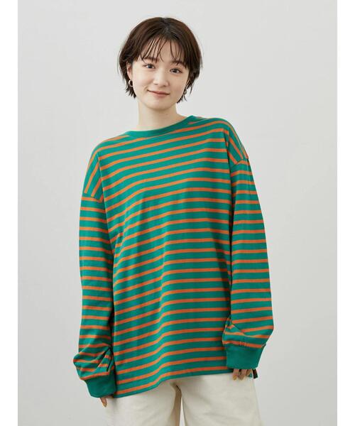 AMERICAN HOLIC(アメリカンホリック)の「カラーボーダーカットプルオーバー(Tシャツ/カットソー・レディース・グリーン/サックスブルー・M/L)」の12枚目の写真