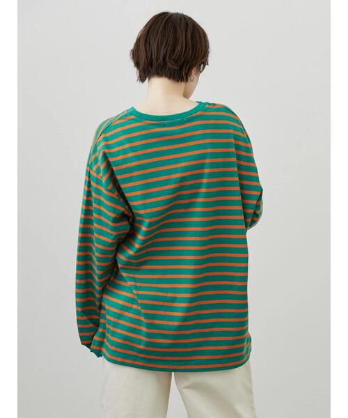 AMERICAN HOLIC(アメリカンホリック)の「カラーボーダーカットプルオーバー(Tシャツ/カットソー・レディース・グリーン/サックスブルー・M/L)」の10枚目の写真