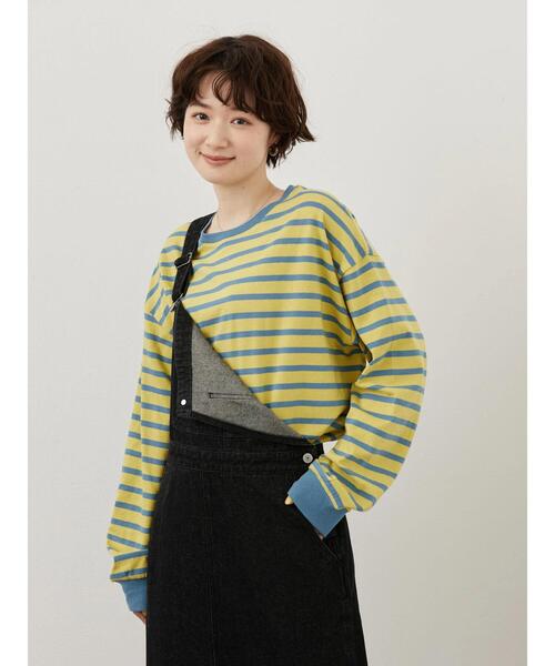 AMERICAN HOLIC(アメリカンホリック)の「カラーボーダーカットプルオーバー(Tシャツ/カットソー・レディース・グリーン/サックスブルー・M/L)」の7枚目の写真