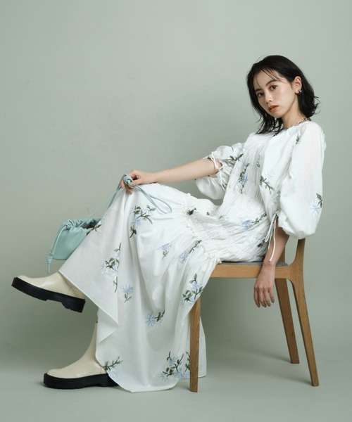 CADUNE カデュネ タイト 長袖 ワンピース 38 レーヨン モカ M