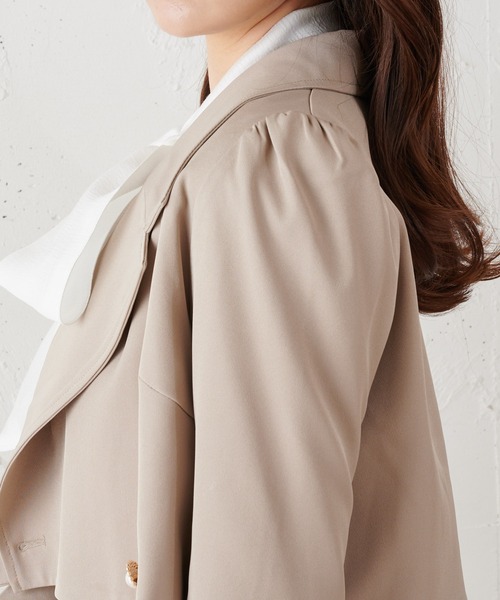 MIIA（ミーア）の「カシュクールショートテーラードジャケット（カーディガン/ボレロ・レディース・ブラック/ベージュ/グリーン・FREE）」の13枚目の写真