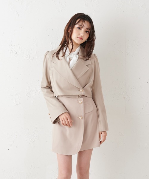 MIIA（ミーア）の「カシュクールショートテーラードジャケット（カーディガン/ボレロ・レディース・ブラック/ベージュ/グリーン・FREE）」の8枚目の写真