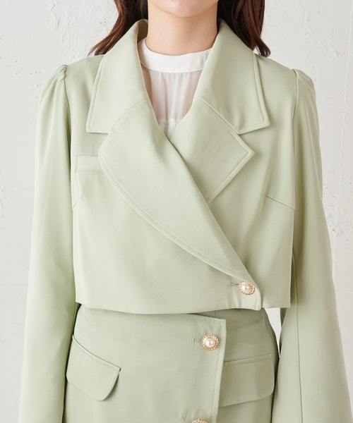 MIIA（ミーア）の「カシュクールショートテーラードジャケット（カーディガン/ボレロ・レディース・ブラック/ベージュ/グリーン・FREE）」の9枚目の写真