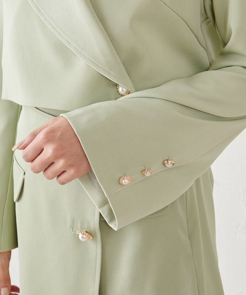 MIIA（ミーア）の「カシュクールショートテーラードジャケット（カーディガン/ボレロ・レディース・ブラック/ベージュ/グリーン・FREE）」の5枚目の写真