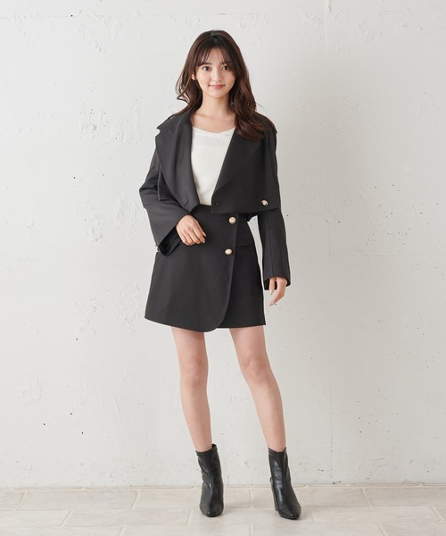 MIIA（ミーア）の「カシュクールショートテーラードジャケット（カーディガン/ボレロ・レディース・ブラック/ベージュ/グリーン・FREE）」の17枚目の写真