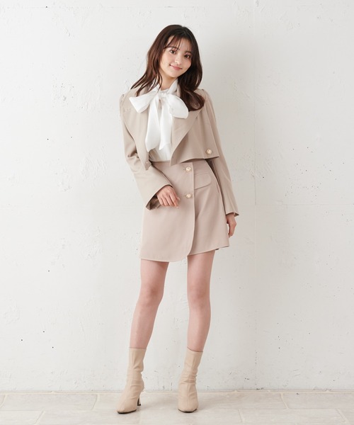 MIIA（ミーア）の「カシュクールショートテーラードジャケット（カーディガン/ボレロ・レディース・ブラック/ベージュ/グリーン・FREE）」の15枚目の写真