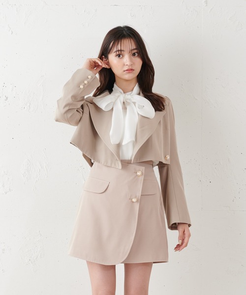 MIIA（ミーア）の「カシュクールショートテーラードジャケット（カーディガン/ボレロ・レディース・ブラック/ベージュ/グリーン・FREE）」の21枚目の写真