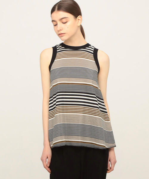 TOMORROWLAND （トゥモローランド）の「ランダムストライプノースリーブブラウス（シャツ/ブラウス・レディース・ブラウン系その他・36）」の3枚目の写真