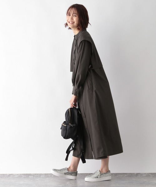 GLOBAL WORK(グローバルワーク)の「ピンタックレイヤード2Pワンピース/262889(ワンピース・レディース・ダークグレー/マスタード/アイボリー・FREE)」の5枚目の写真