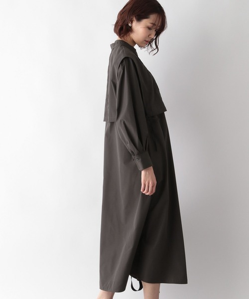 GLOBAL WORK(グローバルワーク)の「ピンタックレイヤード2Pワンピース/262889(ワンピース・レディース・ダークグレー/マスタード/アイボリー・FREE)」の7枚目の写真