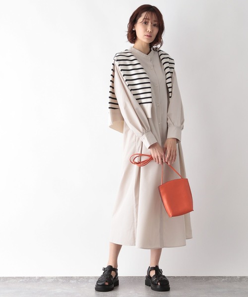 GLOBAL WORK(グローバルワーク)の「ピンタックレイヤード2Pワンピース/262889(ワンピース・レディース・ダークグレー/マスタード/アイボリー・FREE)」の13枚目の写真