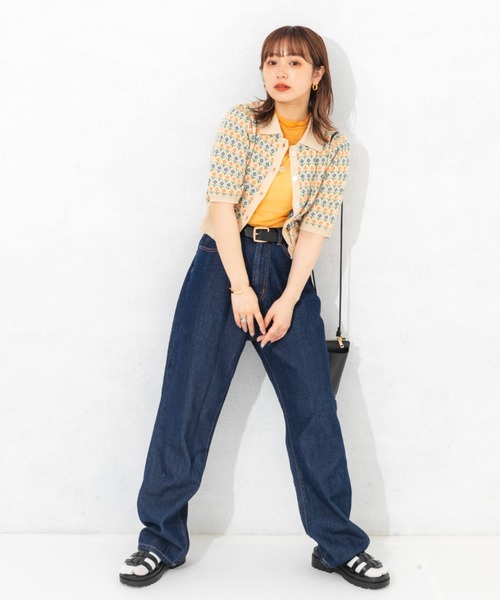 nemne store（ネンネストア）の「ジャガード編みサマーポロニットカーディガン（ニット/セーター・レディース・ブルー/アイボリー・フリー）」の21枚目の写真