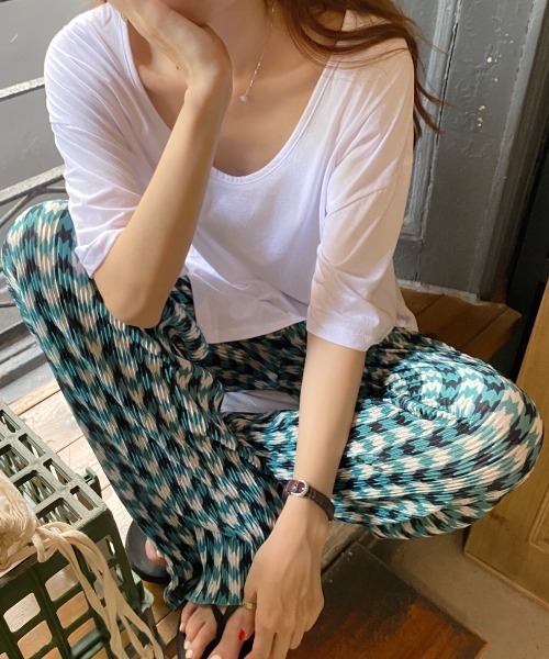 Vipoa（ヴィポア）の「パターンプリーツパンツ（その他パンツ・レディース・ブルー・FREE）」の9枚目の写真