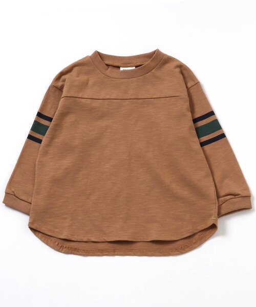 BREEZE（ブリーズ）の「袖ラインTシャツ（Tシャツ/カットソー・キッズ・ブラウン/オフホワイト/レッド/カーキ・100/120/140/90/110/80/130）」の3枚目の写真